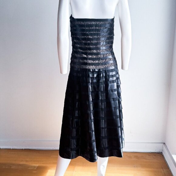 Victor & Delano Black Fit and Flare Beaded Strapless Cocktail Dress 8 - Picture 9 of 11